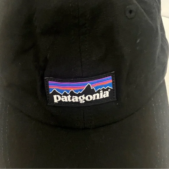 Patagonia Black Organic Cotton Logo Strapback Hat NetPlus Bureo Adjustable Cap - Picture 2 of 8